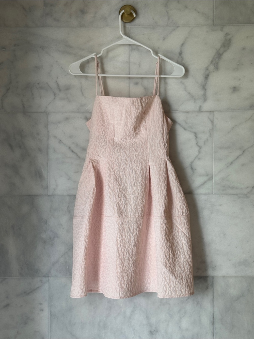 H&M Pale Pink Textured Spaghetti-Strap Mini Dress